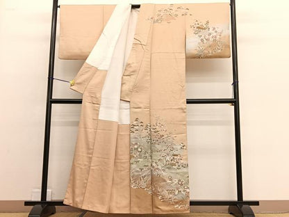 平和屋着物■訪問着　友禅　松竹梅風景文　暈し染め　正絹　逸品　BAAW4752hv