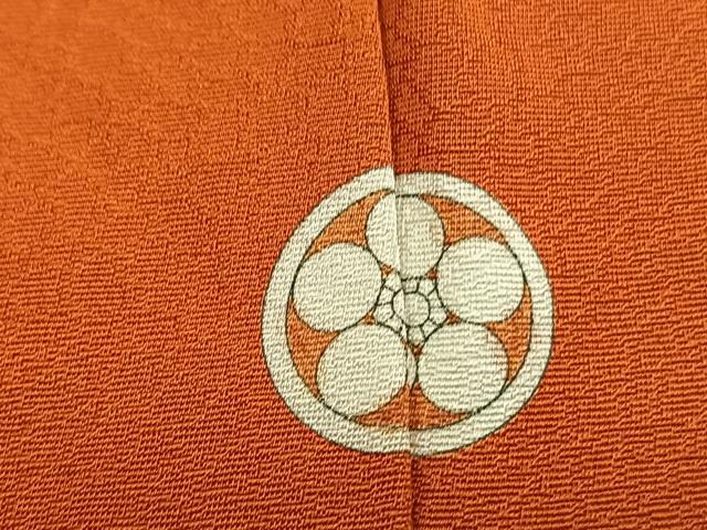 平和屋着物■豪華色留袖 色無地 花丸地紋 金赤色 正絹 逸品 BAAW4765hv