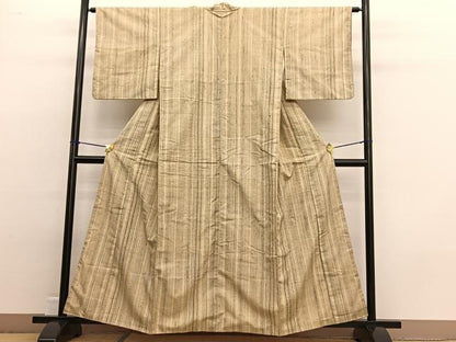平和屋着物■上質な紬　縞　正絹　逸品　BAAW4768hv