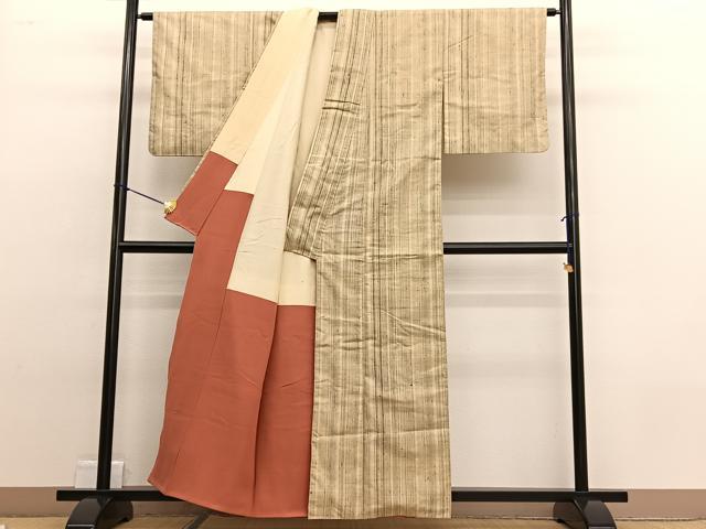 平和屋着物■上質な紬　縞　正絹　逸品　BAAW4768hv