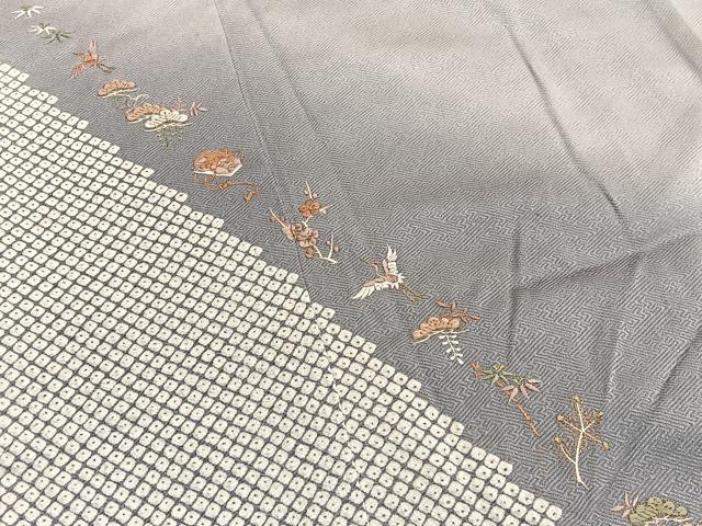 平和屋着物■訪問着 絞り 飛鶴松竹梅 暈し染め 金彩 正絹 逸品 BAAW4771hv