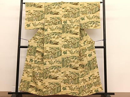 平和屋着物■上質な小紋 手描き 風景文 正絹 逸品 BAAW4773hv
