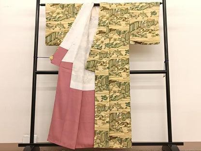 平和屋着物■上質な小紋 手描き 風景文 正絹 逸品 BAAW4773hv