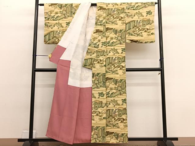 平和屋着物■上質な小紋 手描き 風景文 正絹 逸品 BAAW4773hv