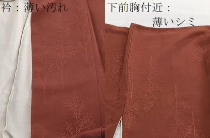 平和屋着物■上質な色無地 樹林地紋 紅樺色 正絹 逸品 BAAW4785hv