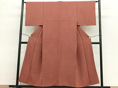 平和屋着物■上質な色無地 樹林地紋 紅樺色 正絹 逸品 BAAW4785hv