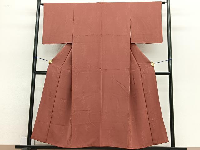 平和屋着物■上質な色無地 樹林地紋 紅樺色 正絹 逸品 BAAW4785hv