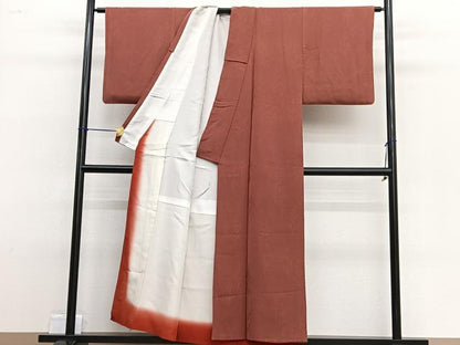 平和屋着物■上質な色無地 樹林地紋 紅樺色 正絹 逸品 BAAW4785hv