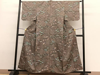 平和屋着物■上質な小紋　手描き　地紙花文　正絹　逸品　未使用　BAAW4796hv