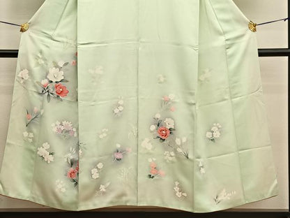 平和屋着物■訪問着　刺繍　椿　暈し染め　正絹　逸品　BAAW4799hv