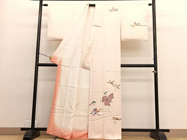 平和屋着物■訪問着　友禅　童子飛鳥文　　正絹　逸品　BAAW4806hv