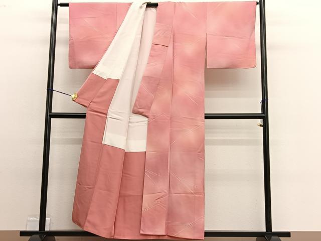 平和屋着物■上質な小紋　地紋起こし　幾何学文様　暈し染め　正絹　逸品　BAAW4807hv