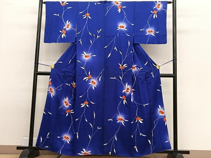 平和屋着物■上質な小紋　手描き　枝花文　蛍暈し　正絹　逸品　BAAW4815hv
