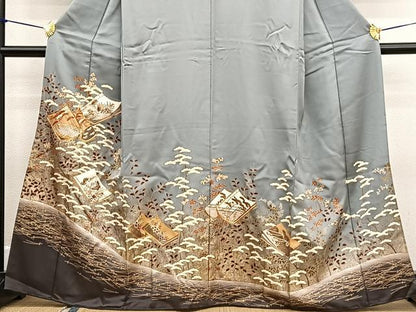 平和屋着物■豪華色留袖 駒刺繍 冊子花蝶文 暈し染め 金彩 ますいわ扱い 正絹 逸品 BAAW4818hv