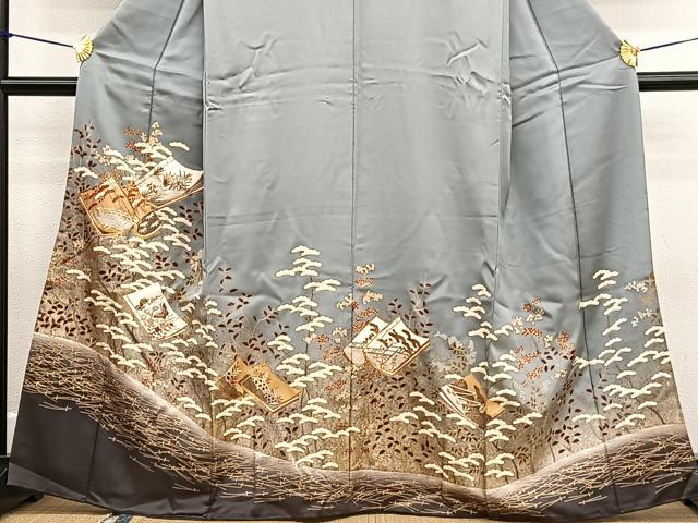 平和屋着物■豪華色留袖 駒刺繍 冊子花蝶文 暈し染め 金彩 ますいわ扱い 正絹 逸品 BAAW4818hv