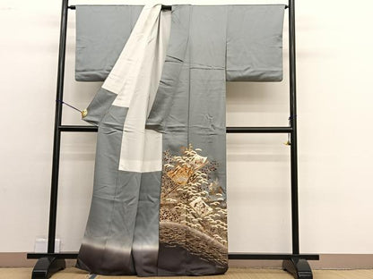 平和屋着物■豪華色留袖 駒刺繍 冊子花蝶文 暈し染め 金彩 ますいわ扱い 正絹 逸品 BAAW4818hv