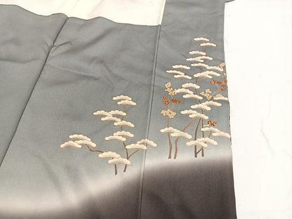 平和屋着物■豪華色留袖 駒刺繍 冊子花蝶文 暈し染め 金彩 ますいわ扱い 正絹 逸品 BAAW4818hv