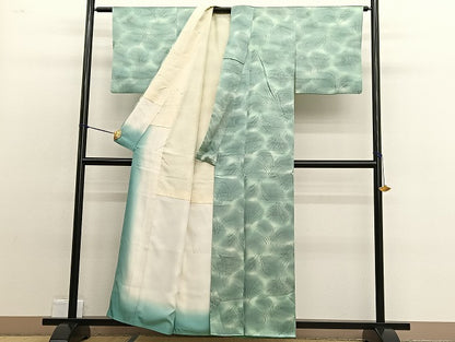 平和屋着物■上質な小紋　手描き　流水草葉文　暈し染め　正絹　逸品　BAAW4820hv