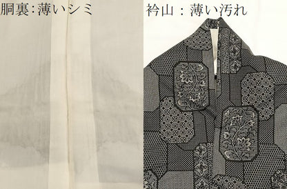 平和屋着物■上質な紬　有職花文　黒地　正絹　逸品　BAAW4821hv