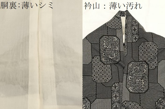 平和屋着物■上質な紬　有職花文　黒地　正絹　逸品　BAAW4821hv