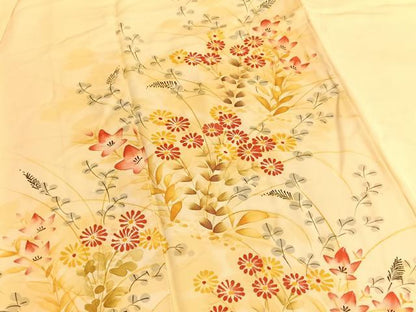平和屋着物■訪問着　手描き　草花文　正絹　逸品　BAAW4827hv
