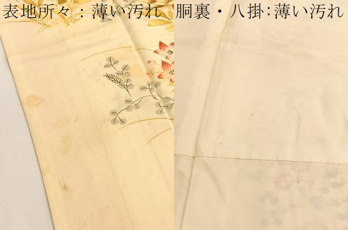平和屋着物■訪問着　手描き　草花文　正絹　逸品　BAAW4827hv