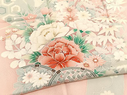 平和屋着物■訪問着 友禅 束ね熨斗花文 正絹 逸品 BAAW4829hv