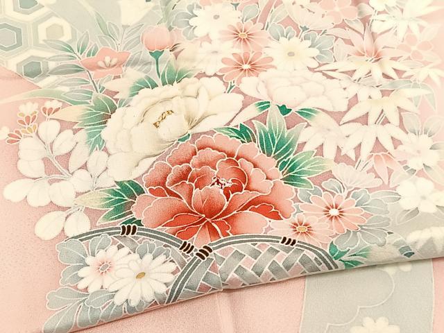 平和屋着物■訪問着 友禅 束ね熨斗花文 正絹 逸品 BAAW4829hv