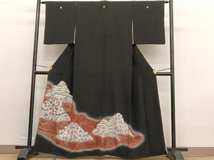 平和屋着物■豪華黒留袖 刺繍 浜松梅文 暈し染め 金彩 正絹 逸品 BAAW4846hv
