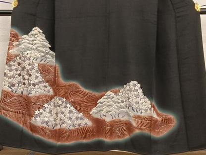 平和屋着物■豪華黒留袖 刺繍 浜松梅文 暈し染め 金彩 正絹 逸品 BAAW4846hv