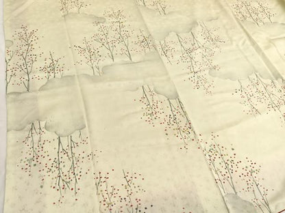 平和屋着物■上質な小紋　手描き　雲取り樹木文　暈し染め　正絹　逸品　BAAW4847hv