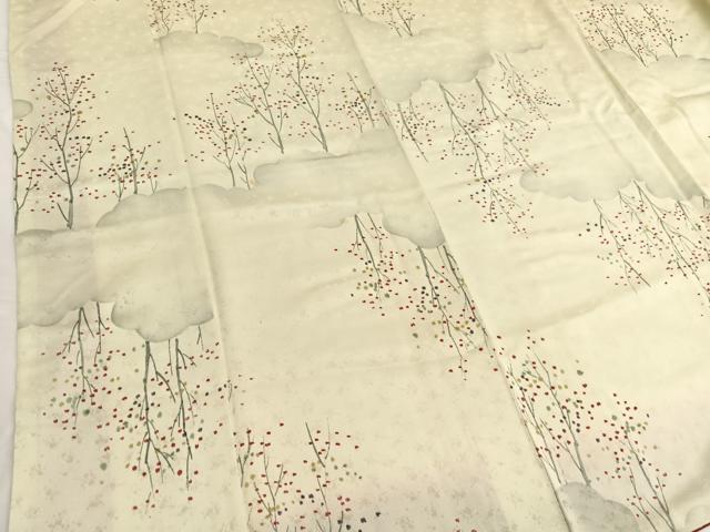 平和屋着物■上質な小紋　手描き　雲取り樹木文　暈し染め　正絹　逸品　BAAW4847hv