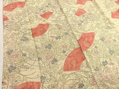 平和屋着物■上質な小紋　手描き　地紙花文　金彩　正絹　逸品　BAAW4849hv
