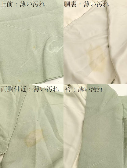 平和屋着物■上質な色無地　菱地紋　裏葉柳色　正絹　逸品　BAAW4853hv