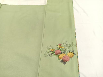 平和屋着物■訪問着　手描き　刺繍　流水花車文　暈し染め　金彩　正絹　逸品　BAAW4859hv