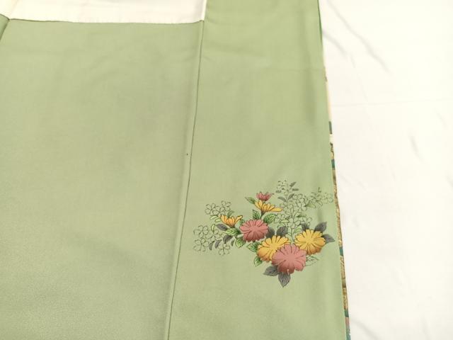 平和屋着物■訪問着　手描き　刺繍　流水花車文　暈し染め　金彩　正絹　逸品　BAAW4859hv