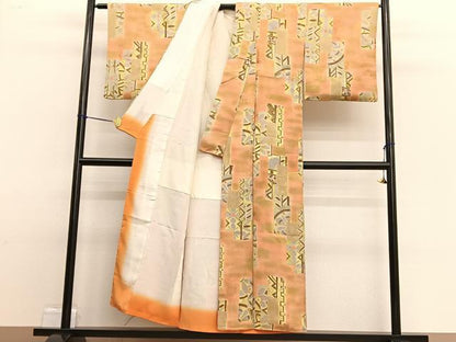 平和屋着物■上質な小紋　短冊飾花文　暈し染め　正絹　逸品　BAAW4860hv