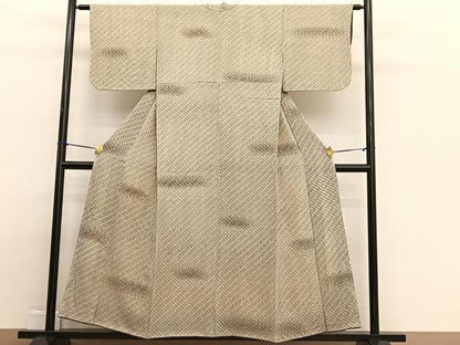 平和屋着物■上質な小紋　霞七宝文　暈し染め　鬼しぼ縮緬　正絹　逸品　BAAW4871hv