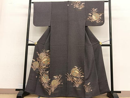 平和屋着物■訪問着　刺繍　草花丸文　金彩　正絹　逸品　BAAW4876hv
