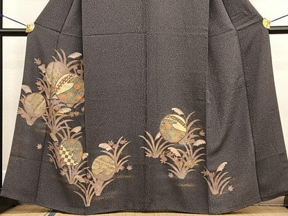 平和屋着物■訪問着　刺繍　草花丸文　金彩　正絹　逸品　BAAW4876hv