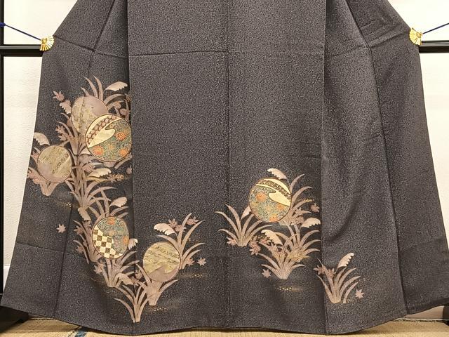 平和屋着物■訪問着　刺繍　草花丸文　金彩　正絹　逸品　BAAW4876hv