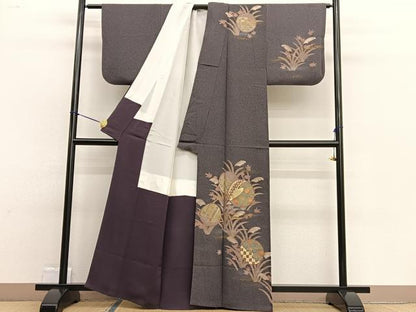 平和屋着物■訪問着　刺繍　草花丸文　金彩　正絹　逸品　BAAW4876hv