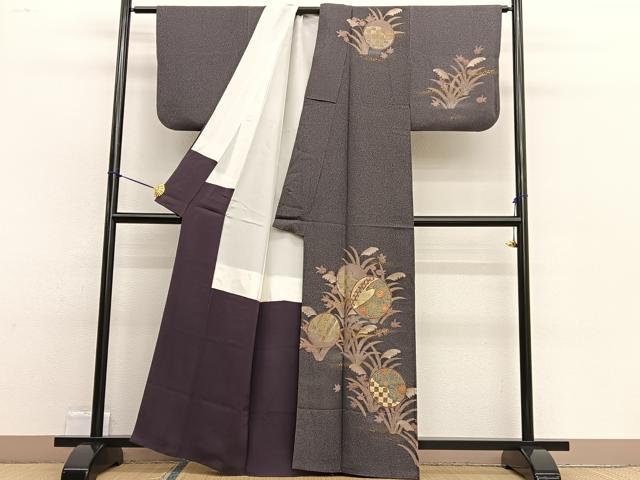 平和屋着物■訪問着　刺繍　草花丸文　金彩　正絹　逸品　BAAW4876hv