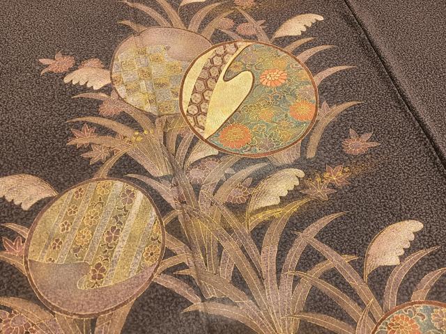 平和屋着物■訪問着　刺繍　草花丸文　金彩　正絹　逸品　BAAW4876hv
