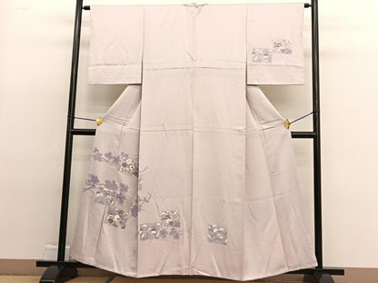 平和屋着物■中国三大刺繍　相良刺繍　訪問着　色紙花文　正絹　逸品　BAAW4886hv