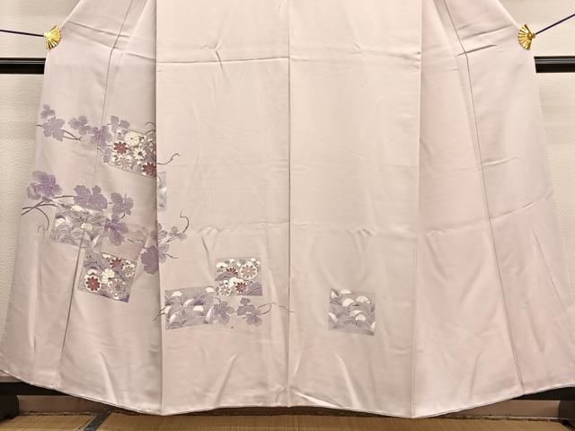 平和屋着物■中国三大刺繍　相良刺繍　訪問着　色紙花文　正絹　逸品　BAAW4886hv