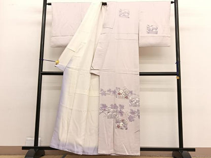 平和屋着物■中国三大刺繍　相良刺繍　訪問着　色紙花文　正絹　逸品　BAAW4886hv