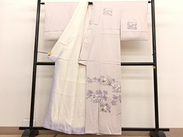 平和屋着物■中国三大刺繍　相良刺繍　訪問着　色紙花文　正絹　逸品　BAAW4886hv