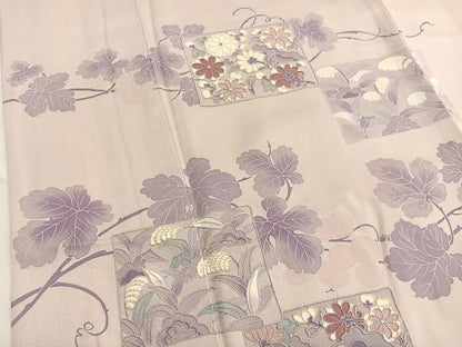平和屋着物■中国三大刺繍　相良刺繍　訪問着　色紙花文　正絹　逸品　BAAW4886hv