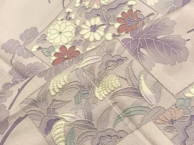 平和屋着物■中国三大刺繍　相良刺繍　訪問着　色紙花文　正絹　逸品　BAAW4886hv